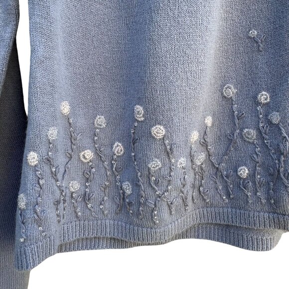 Hillard & Hanson Womens Embroidered Floral Design Beaded Cardigan Sweater New XL - Picture 9 of 10